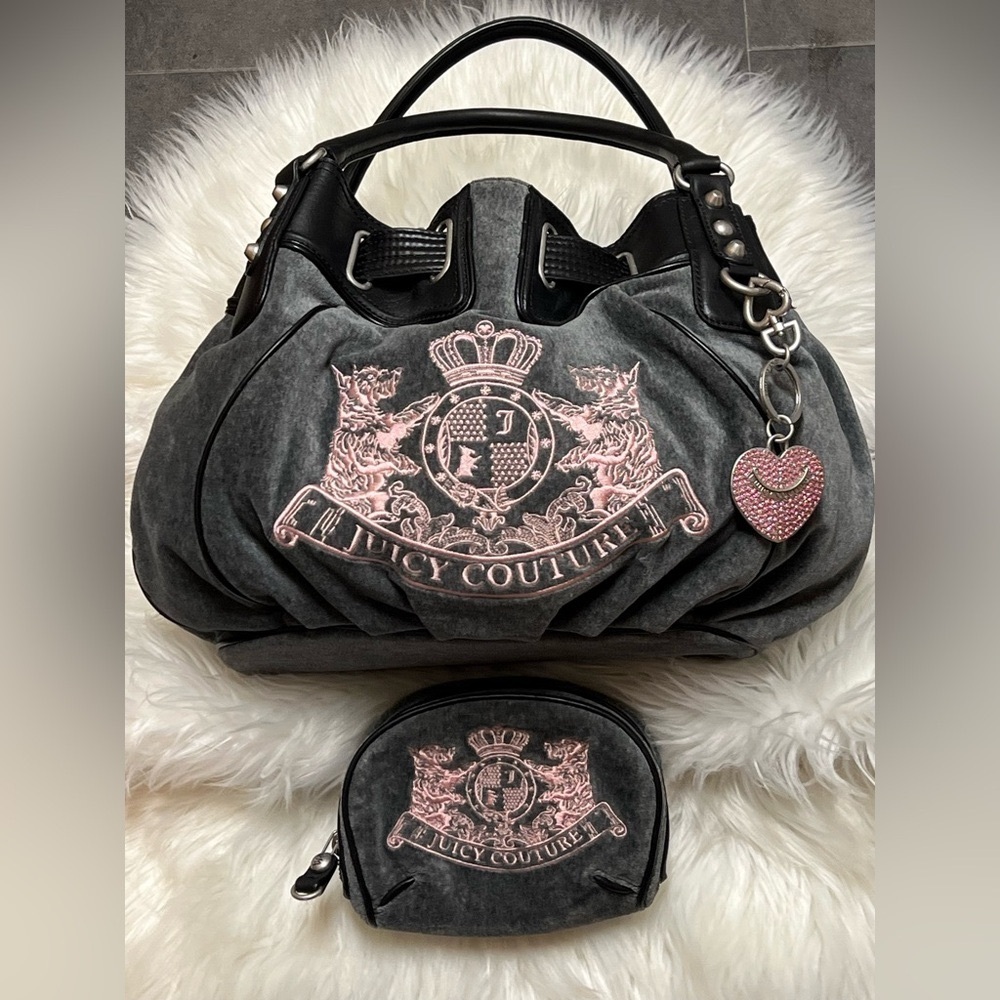 Juicy Couture Heritage Crest Freestyle Hobo with matching Makeup Pouch
